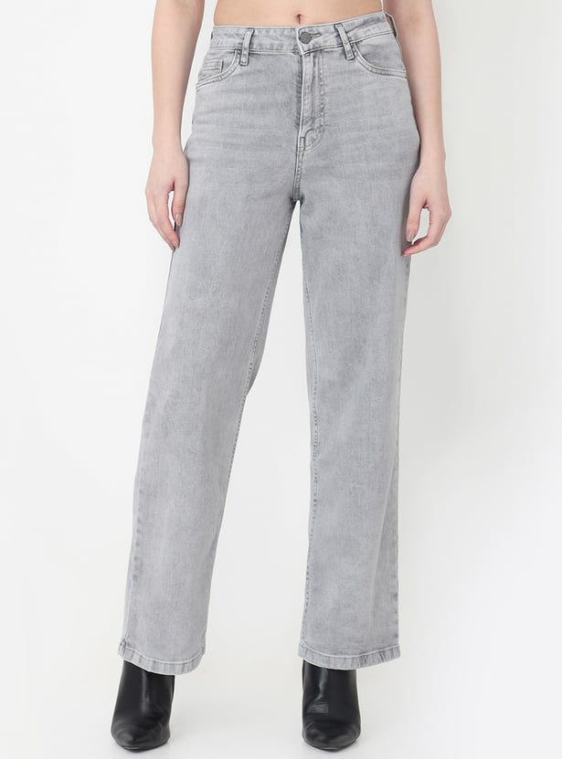 KRAUS Acidwashed Wide Leg Jeans