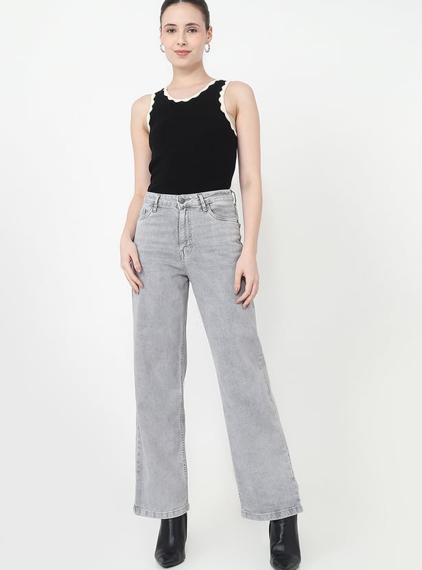 KRAUS Acidwashed Wide Leg Jeans