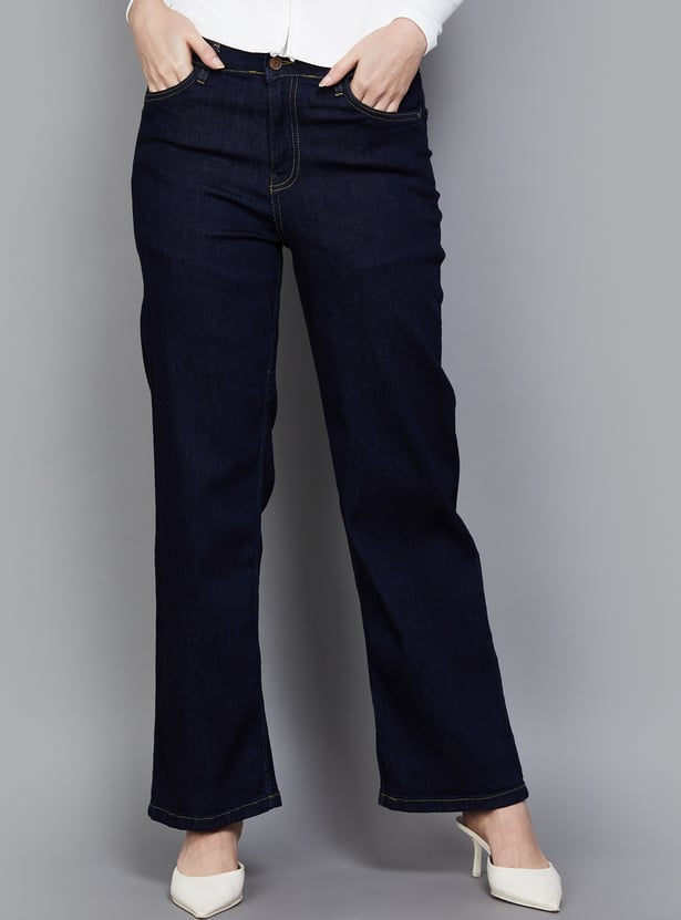 KRAUS Washed High Rise Wide Leg Jeans