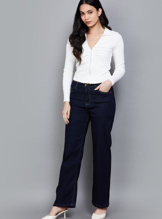 KRAUS Washed High Rise Wide Leg Jeans