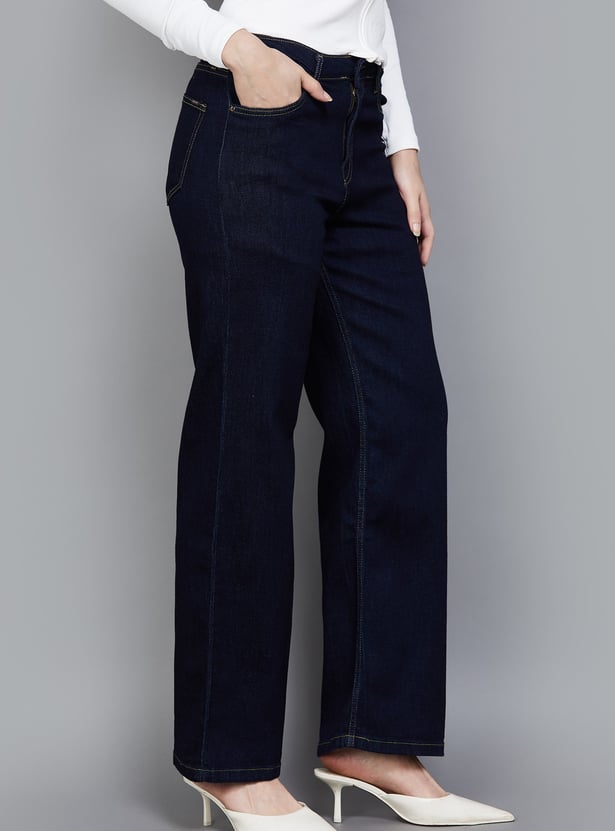 KRAUS Washed High Rise Wide Leg Jeans
