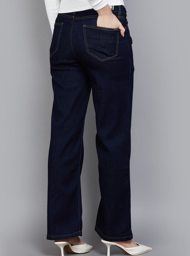 KRAUS Washed High Rise Wide Leg Jeans