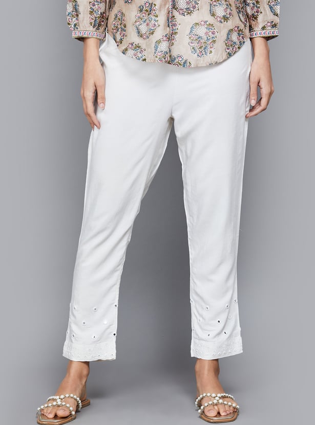 W Embroidered Straight Pants
