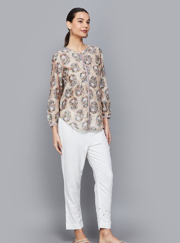 W Embroidered Straight Pants