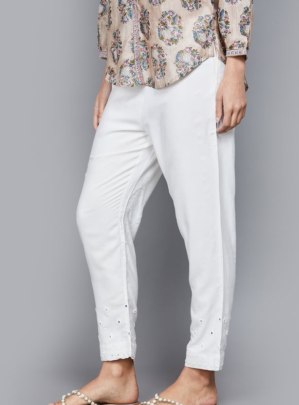 W Embroidered Straight Pants