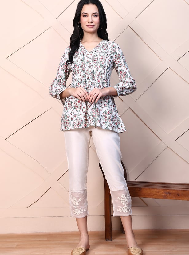 W Embroidered Straight Pant