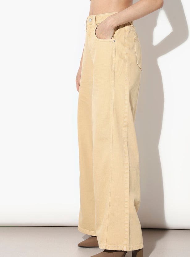 ONLY Solid High-Waist Full Length Flared Jeans