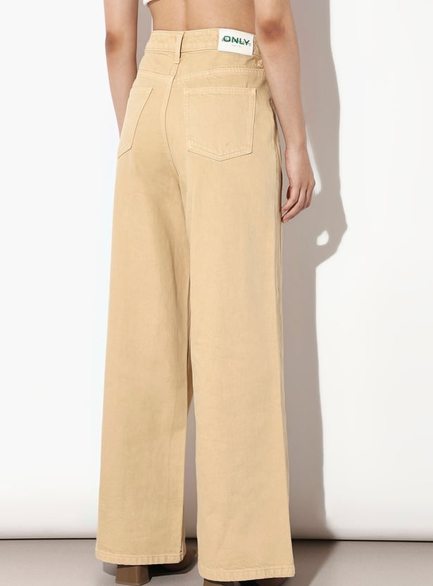 ONLY Solid High-Waist Full Length Flared Jeans