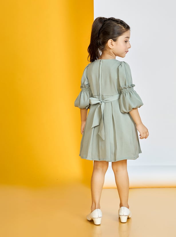 PEPPERMINT Girls Embroidered A-Line Dress with Belt