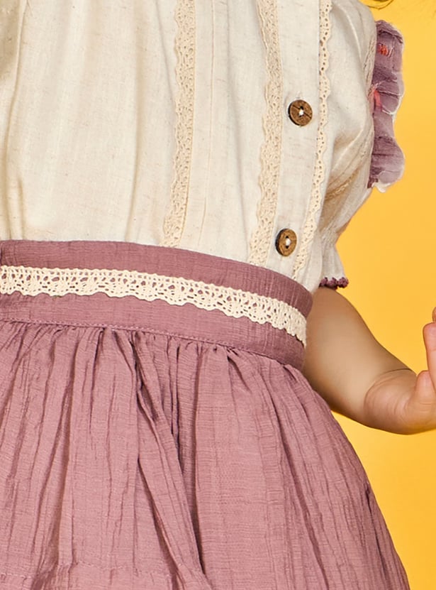 PEPPERMINT Girls Lace-Trim Top with A-Line Skirt