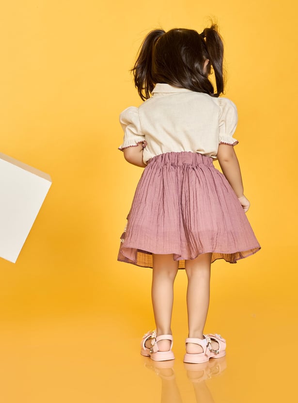 PEPPERMINT Girls Lace-Trim Top with A-Line Skirt