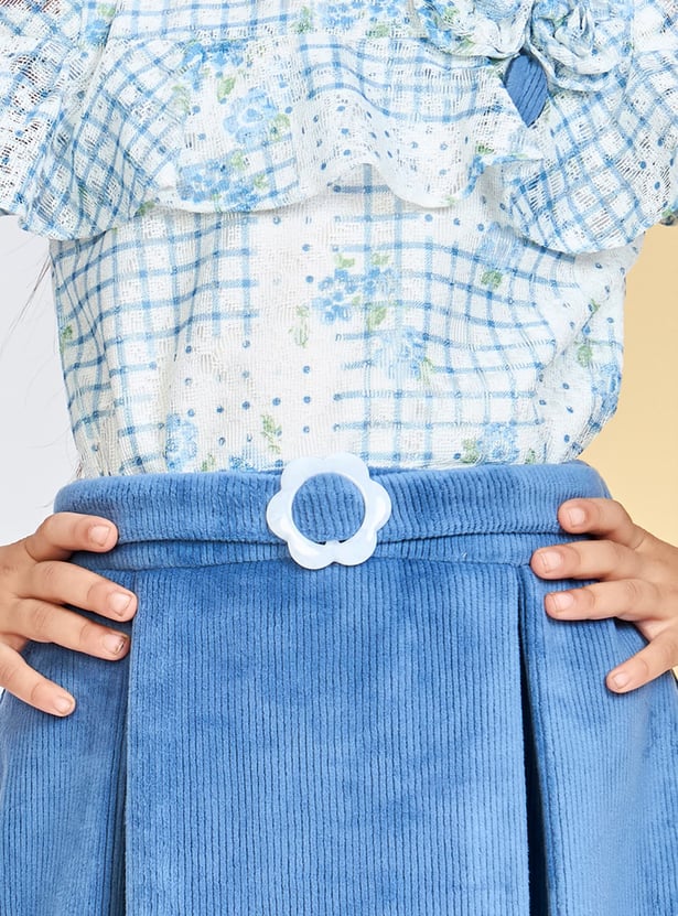 PEPPERMINT Girls Checked Top with Pleated Skirt