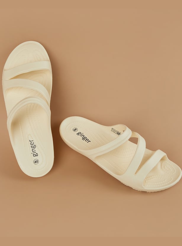 GINGER Textured Strappy Sliders