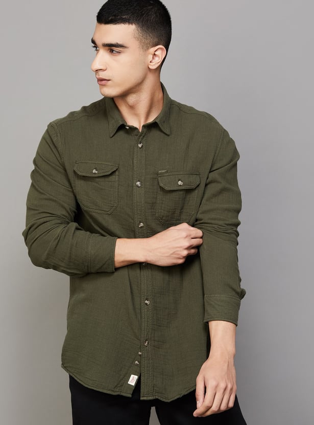 INDIAN TERRAIN Solid Chiseled Shirt (Regular)