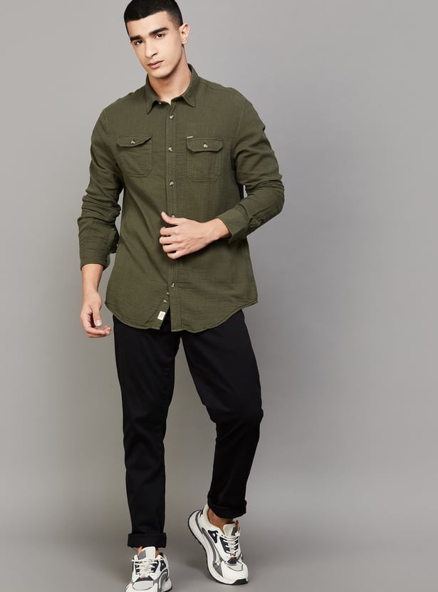 INDIAN TERRAIN Solid Chiseled Shirt (Regular)