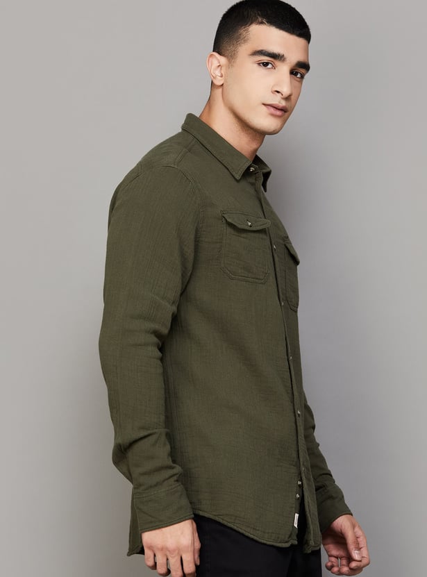 INDIAN TERRAIN Solid Chiseled Shirt (Regular)