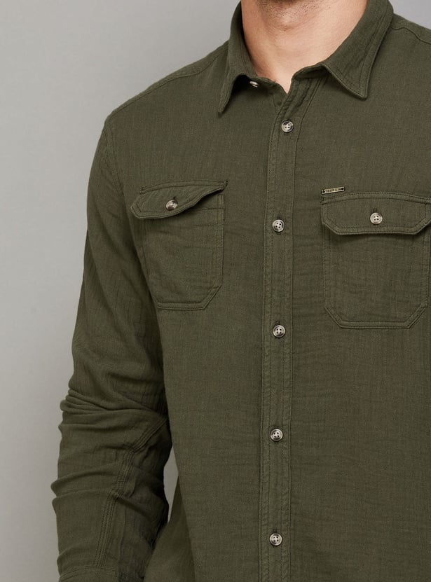 INDIAN TERRAIN Solid Chiseled Shirt (Regular)