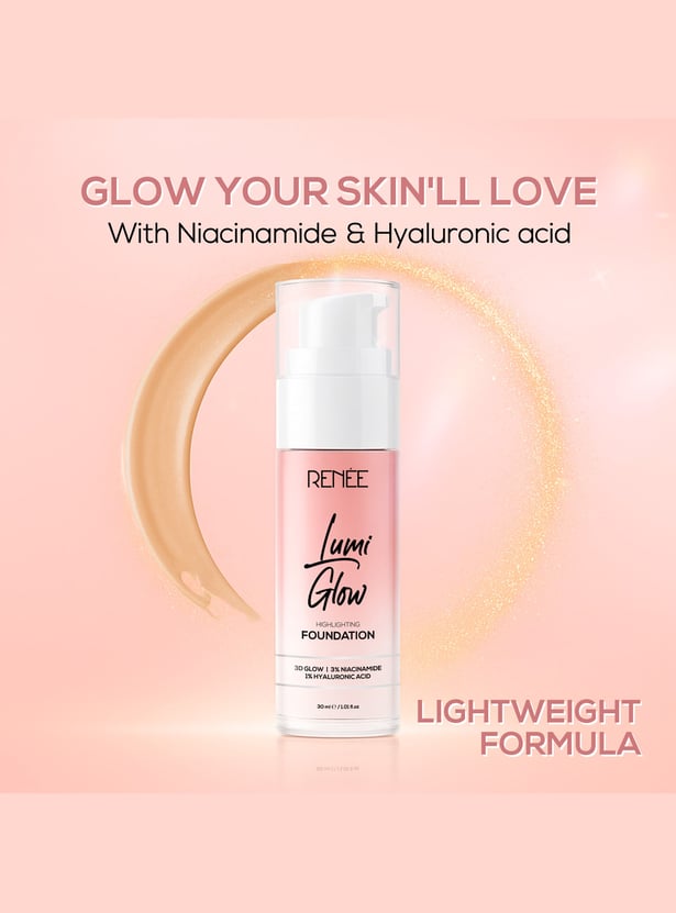 RENEE Lumi Glow Highlighting Liquid Foundation - 01 Satin Ivory - 30ml
