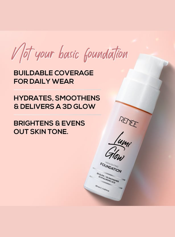 RENEE Lumi Glow Highlighting Liquid Foundation - 01 Satin Ivory - 30ml
