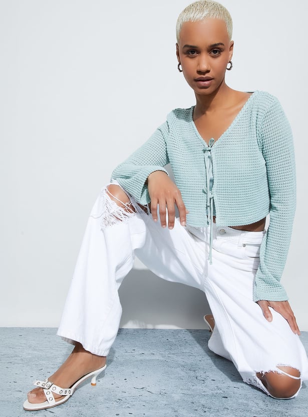 GINGER Textured Crop Top with Camisole