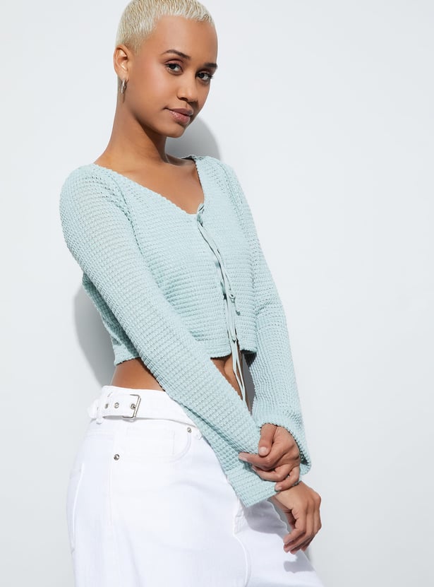 GINGER Textured Crop Top with Camisole