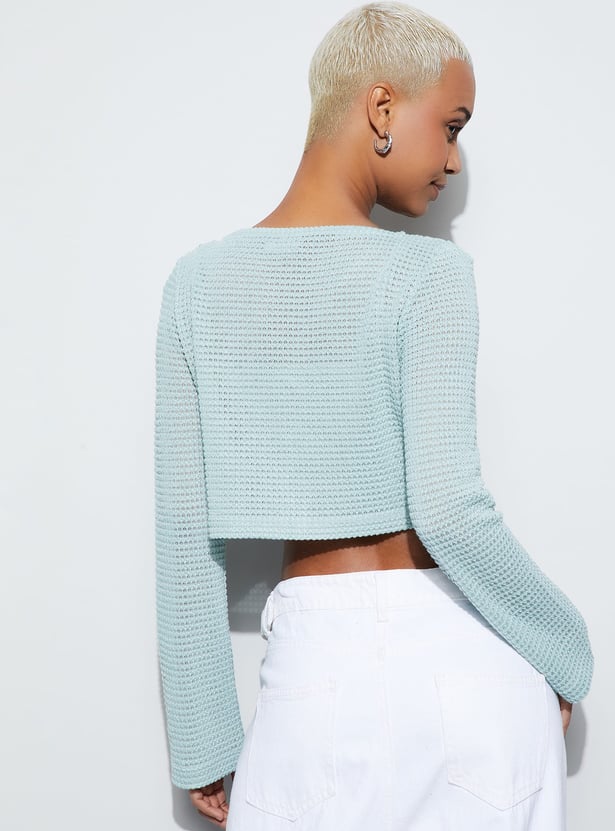GINGER Textured Crop Top with Camisole