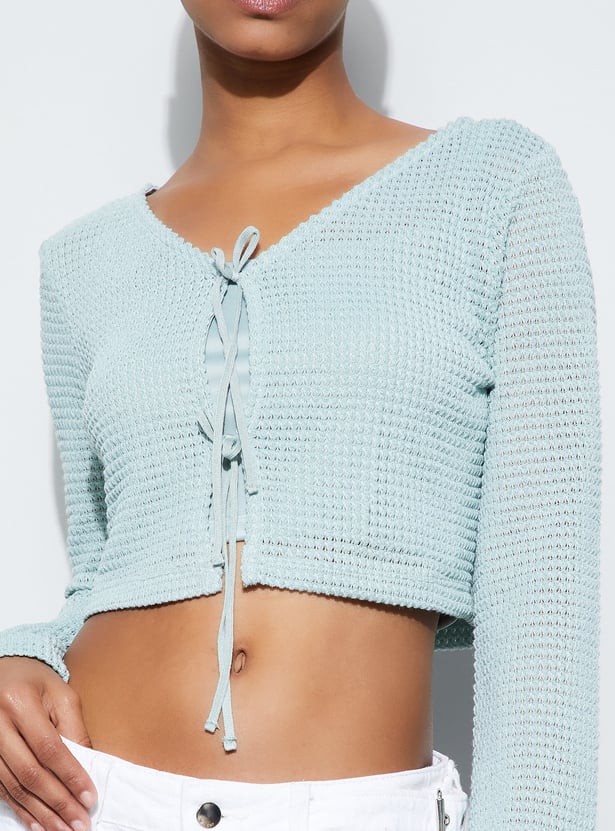 GINGER Textured Crop Top with Camisole