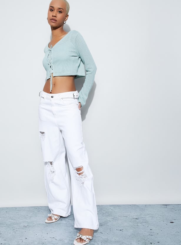 GINGER Textured Crop Top with Camisole