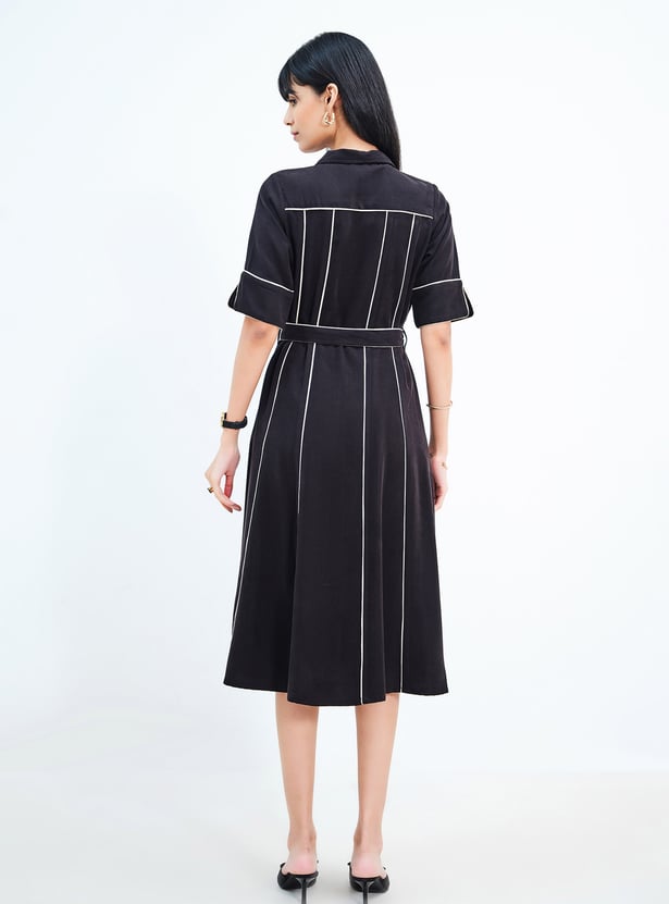 AND Striped Button Detail Midi Dress