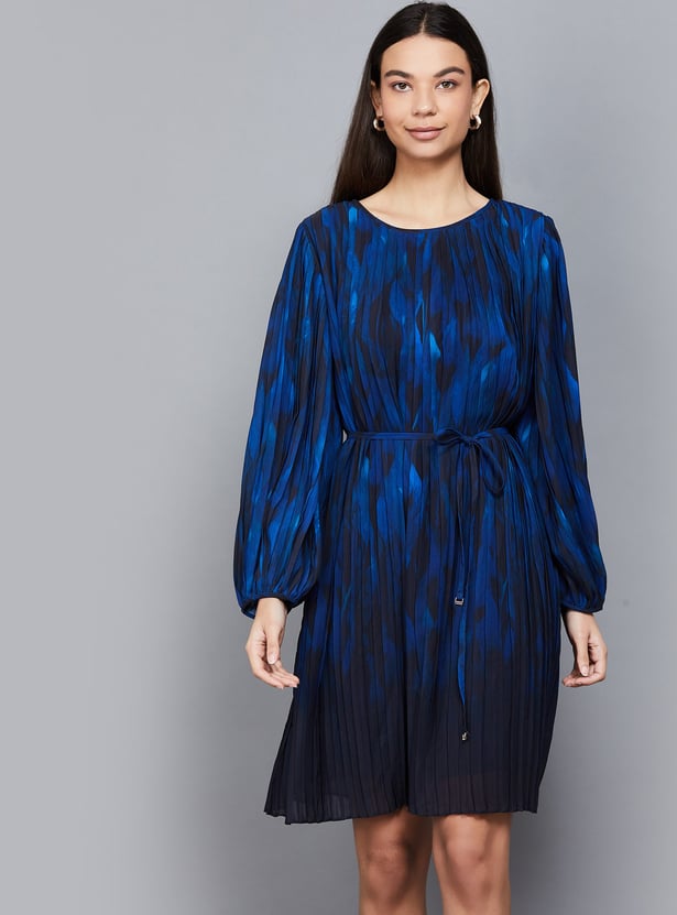 AND Printed Pleated A-line Dress
