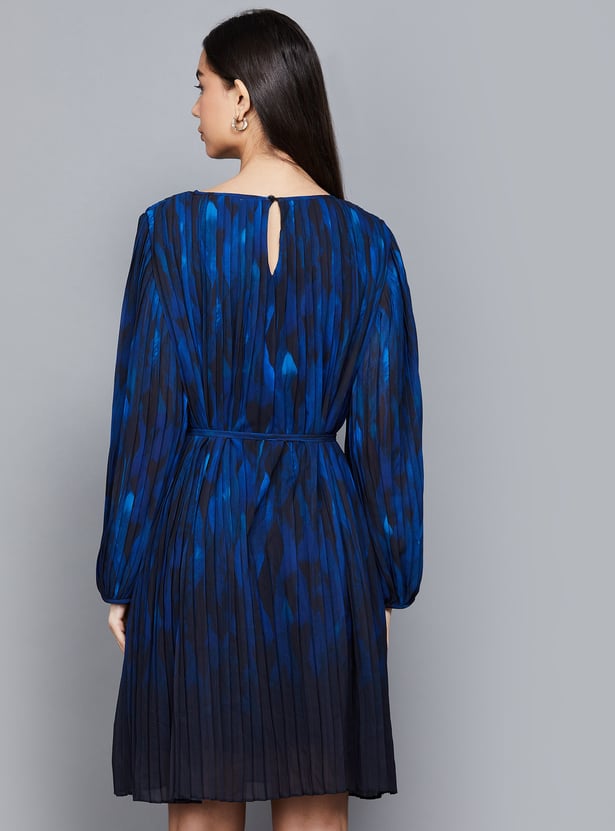AND Printed Pleated A-line Dress