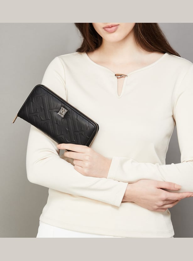 ELLE Embossed Zip-Around Wallet