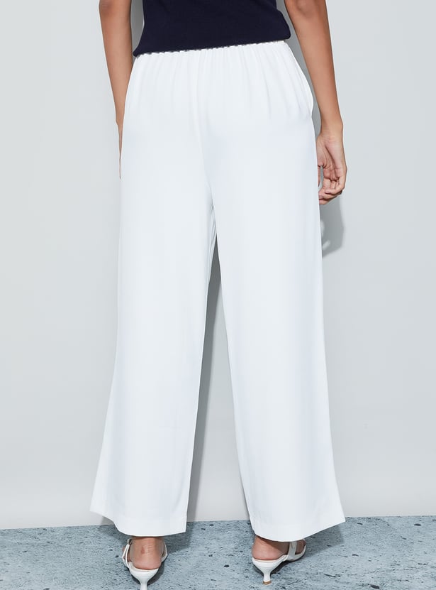 CODE Floral Print Wide Leg Trousers