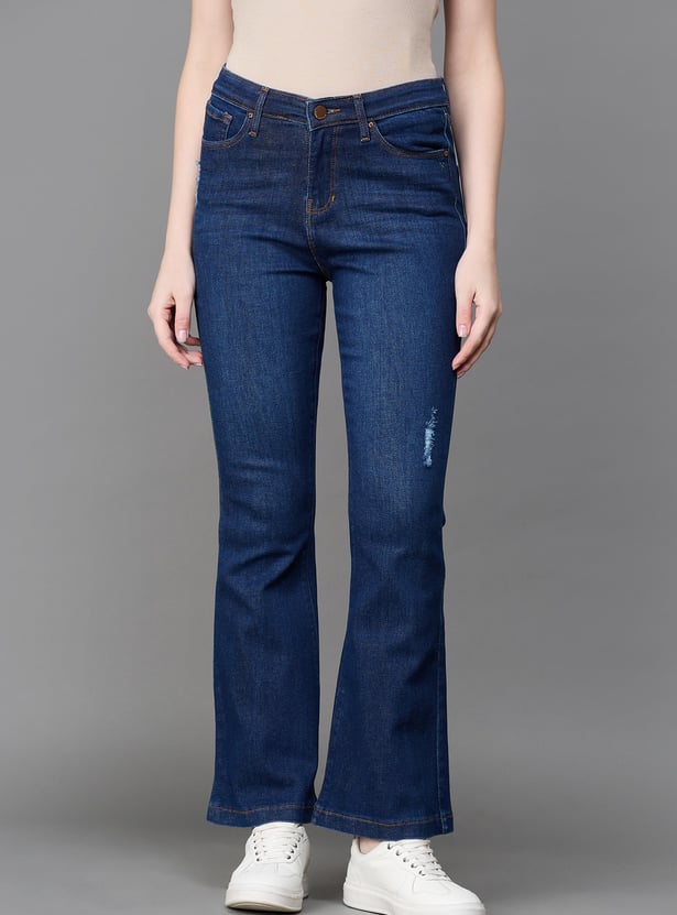 XPOSE Distressed High Rise Flared Jeans