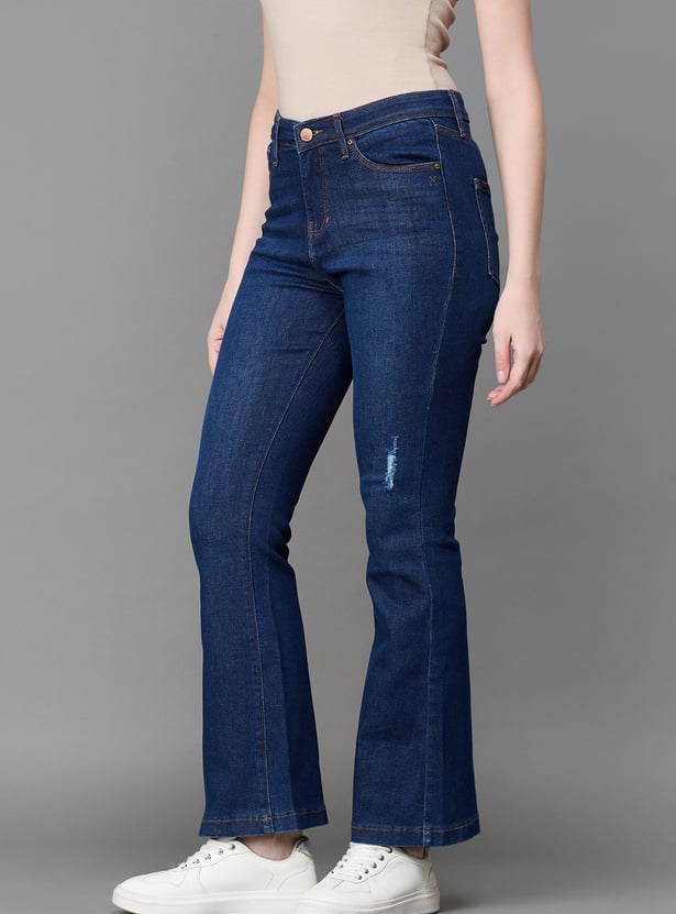 XPOSE Distressed High Rise Flared Jeans