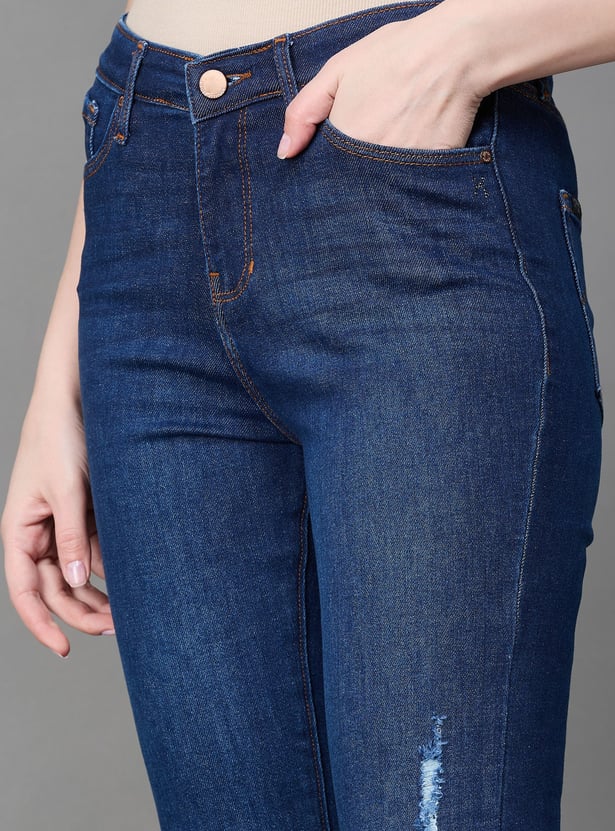 XPOSE Distressed High Rise Flared Jeans