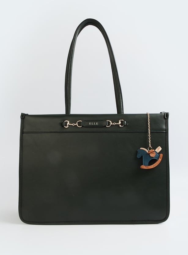 ELLE Solid Laptop Bag with Charm