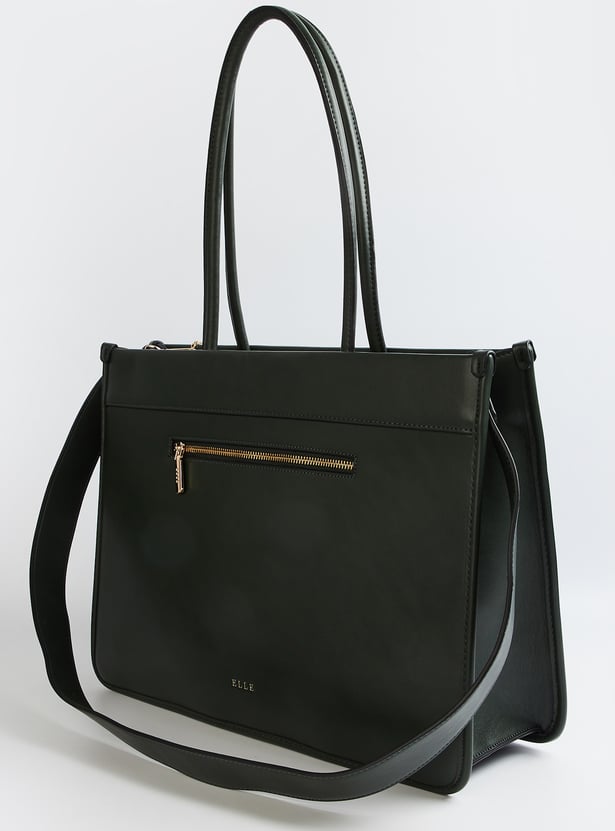 ELLE Solid Laptop Bag with Charm