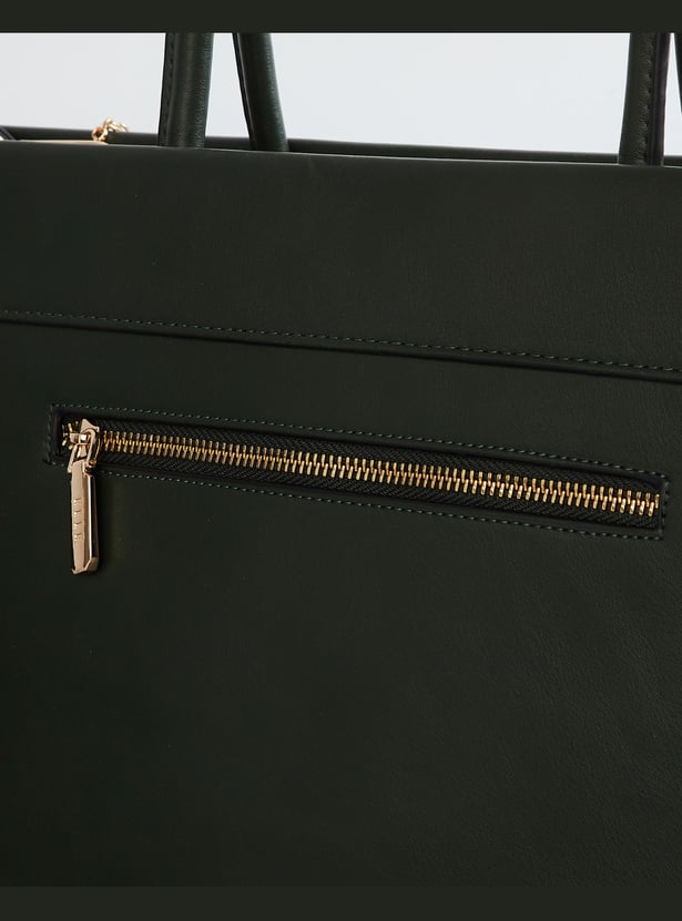 ELLE Solid Laptop Bag with Charm