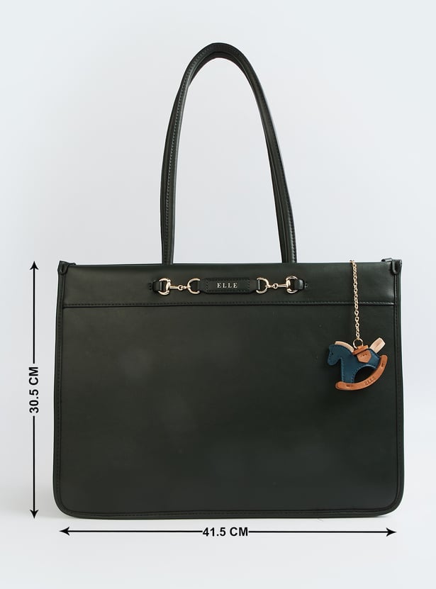 ELLE Solid Laptop Bag with Charm