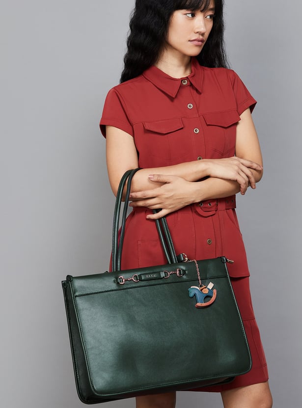 ELLE Solid Laptop Bag with Charm