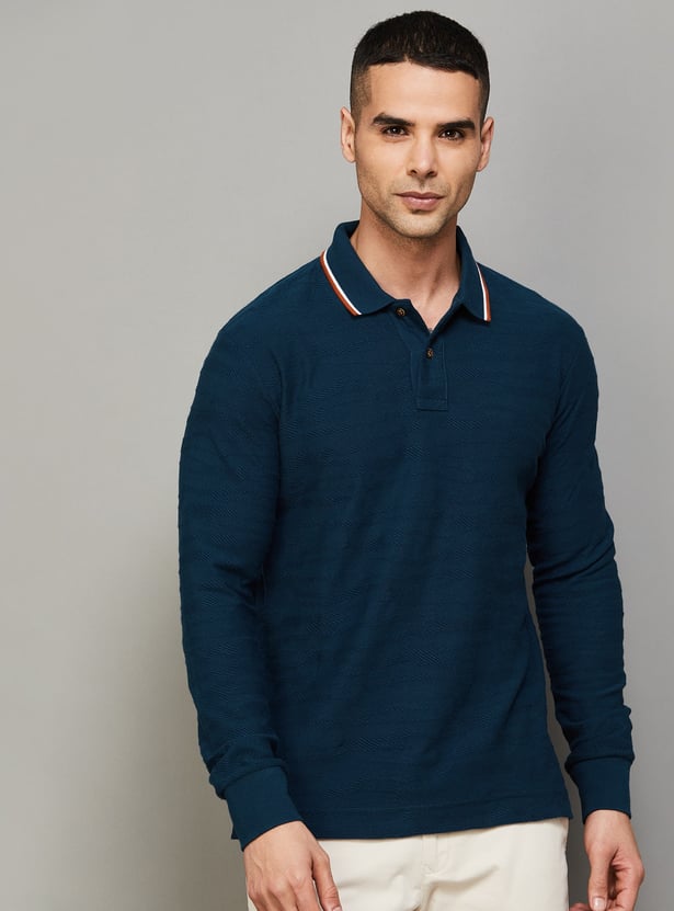 FAHRENHEIT Textured Slim Fit Polo T-shirt