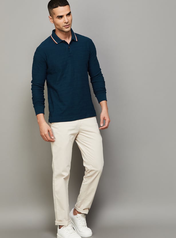 FAHRENHEIT Textured Slim Fit Polo T-shirt