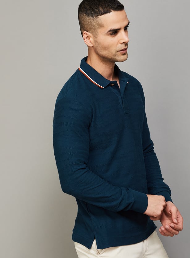 FAHRENHEIT Textured Slim Fit Polo T-shirt