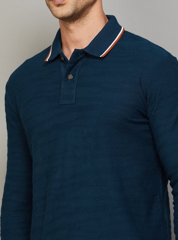 FAHRENHEIT Textured Slim Fit Polo T-shirt