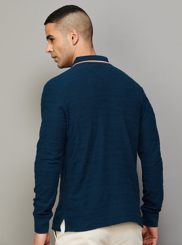 FAHRENHEIT Textured Slim Fit Polo T-shirt
