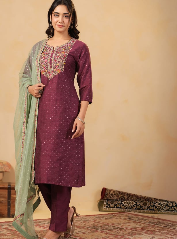 SPAN Woven Design Straight Pants