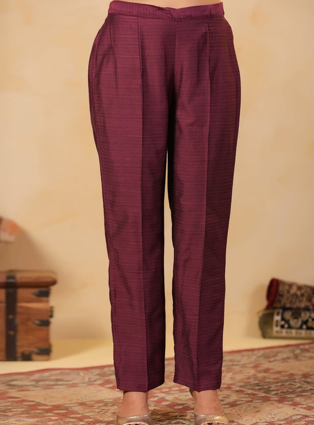 SPAN Woven Design Straight Pants