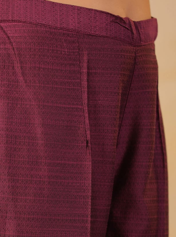 SPAN Woven Design Straight Pants