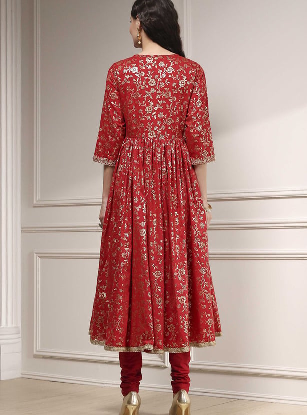 BIBA Foil Print Anarkali Kurta Set